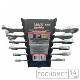 Набор ключей гаечных комбинированных трещоточных в пластике (8-17 мм) (6предметов) AVS K6N6P