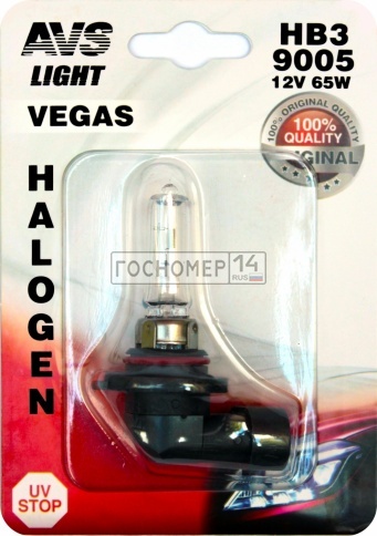 Галогенная лампа AVS Vegas в блистере HB3/9005.12V.60W.1шт. фото 1
