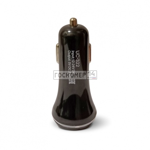USB автомобильное зарядное устройство AVS 2 порта UC-322 (2,4А, черный) (Black Edition) фото 2