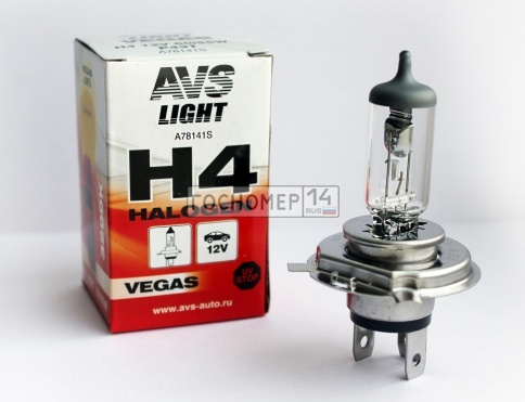 Галогенная лампа AVS Vegas H4.12V.60/55W.1шт. фото 1