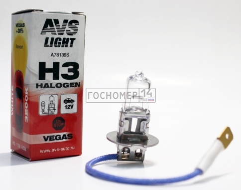 Галогенная лампа AVS Vegas H3.12V.55W.1шт. фото 1